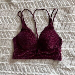 PINK Victoria's Secret Floral Lace Bralette in Burgundy